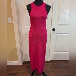 House of Harlow 1960 Fuchsia Knit Sleeveless Bodycon Dress with Pink Sequins